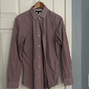 Banana Republic Men's Red and White Checkered Shirt